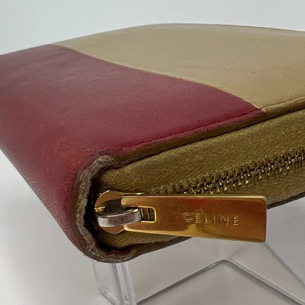 ♥️🤎Celine Horizontal Cabas Bicolor Long Zip Around Wallet Red/Tan!! ❤️🤎‎